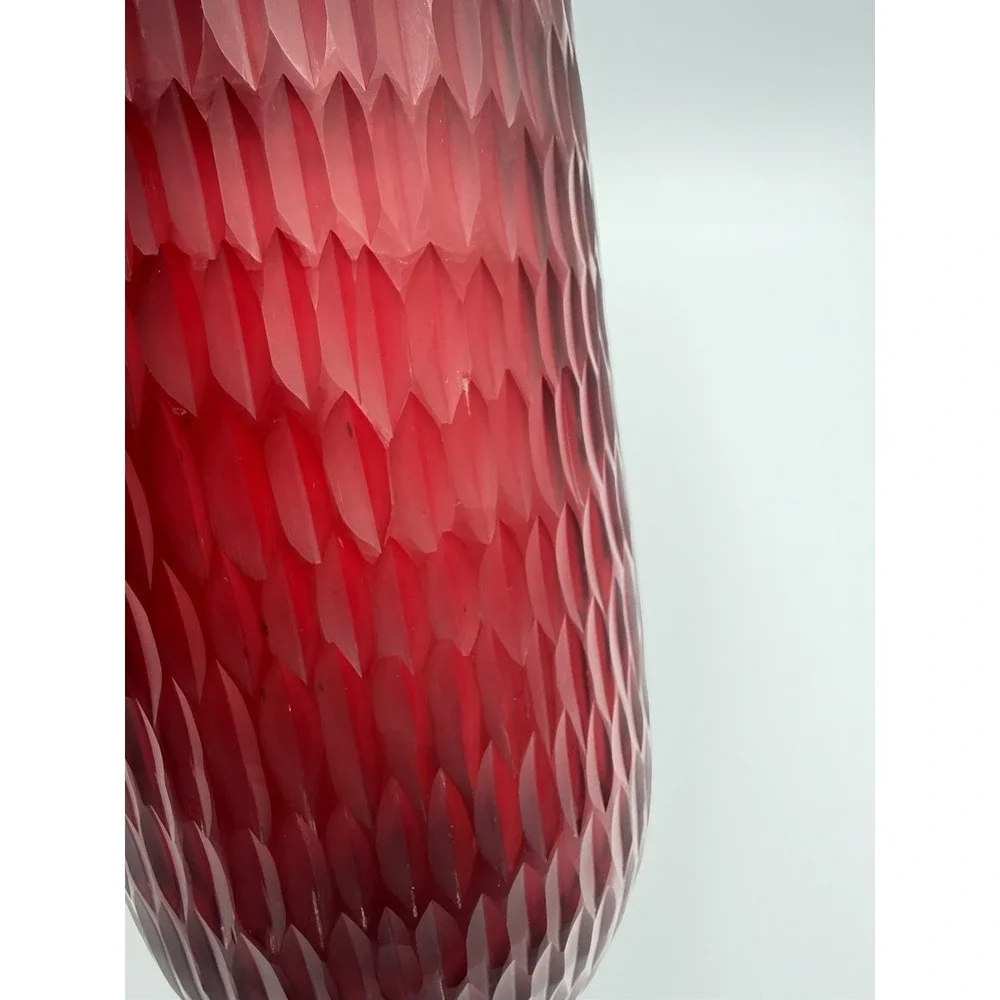 Vintage Ruby Red Flashed Glass Vase Large 15